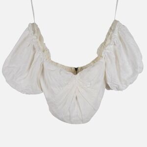 Hello Molly White Puff‎ Sleeve Crop Top Blouse US 4 Party Peasant Cottagecore